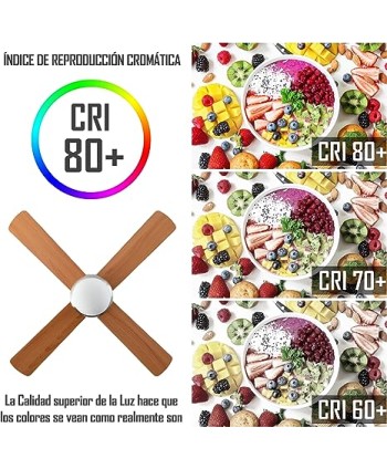 CLAR - Ventilador de Techo con Luz (Madera, 110 cm)