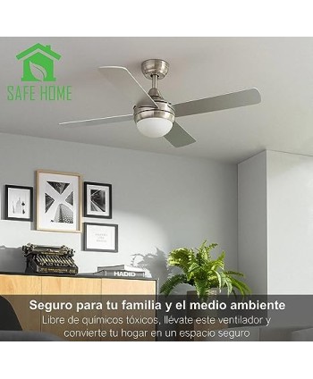 CLAR - Ventilador de Techo con Luz (Ní­quel, 110 cm)