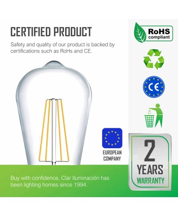 Bombilla LED E27 Filamento 8W ST64