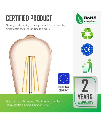 Bombilla LED E27 Filamento 8W ST64