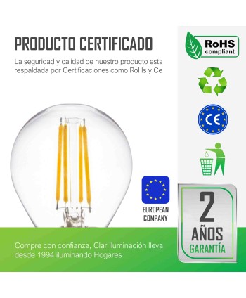Bombillas LED E27 Filamento, 4W G45 E27