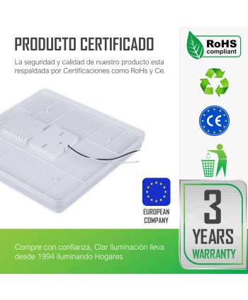 Plafón LED 40W Cuadrado Ø300 mm