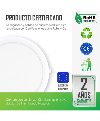 Downlight LED Empotrable 24W Redondo 1920lm