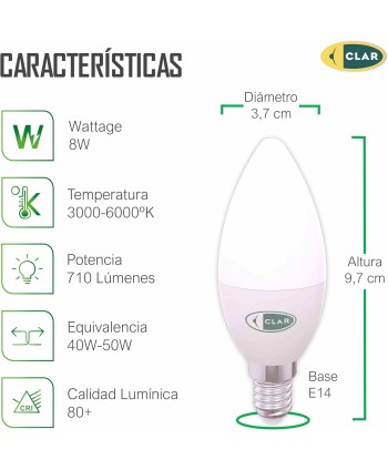 Bombilla LED E14, 8W