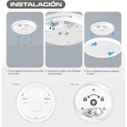CLAR - Plafón Led Techo 40 Cm, Plafones Para Techo Led, sala 40W
