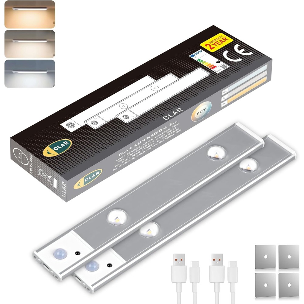 CLAR - Luces Para Armarios Interiores, Luz LED Magnética Con Sensor De Movimiento,30 Cm