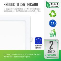 Downlight LED Empotrable 20W Cuadrado 1600lm