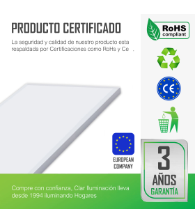 CLAR - Panel LED Superficie 60x30, Plafón para Techo Cocina, (Selector de Color Blanco Calido, Neutro y Frio)
