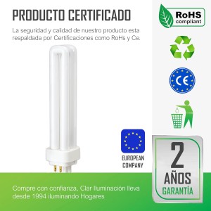 copy of CLAR-Bombilla Fluorescente Gemini D/E 26W G24q-3  CFL Profesional Tubo Compacto Alto Flujo 4 Pines