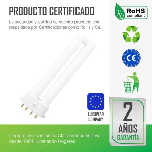 Bombilla Fluorescente Gemini S/E 7W 4000K 2G7 Luz Blanca Neutra Lámpara Vertical Compacta