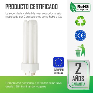 Bombilla Fluorescente Gemini T/E 42W 4000K GX24q-4 Luz Blanca Neutra