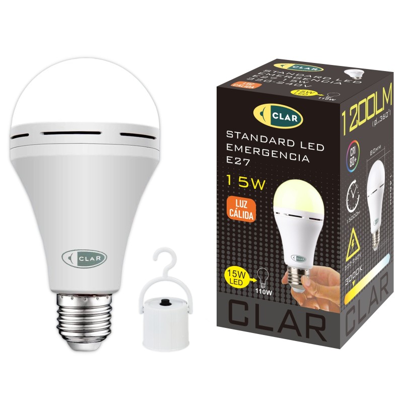 Bombilla LED Recargable 15W de Emergencia