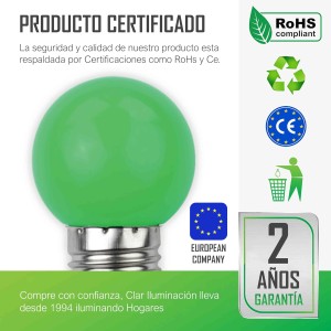 ESFERICA LED E27 1W 230V VERDE