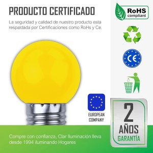 ESFERICA LED E27 1W AMARILLA