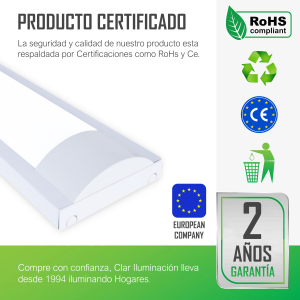 copy of CLAR - Luminaria LED 120cm, 18W 2 Tubos, Pantalla Estanca, Tubos No Incluidos