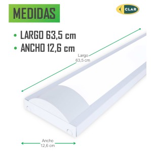 copy of CLAR - Luminaria LED 120cm, 18W 2 Tubos, Pantalla Estanca, Tubos No Incluidos