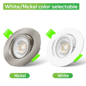 Focos LED Interior Techo, Módulo LED Ultra Plano Regulable 6W Ajustable 38º, Niquel