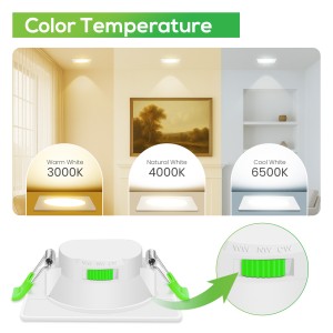 Downlight Cuadrado Regulable CCT Níquel 7W Corte Ø66-75mm 110º