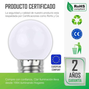 Bombilla Led Blanca Cálida 3000K E27 1W