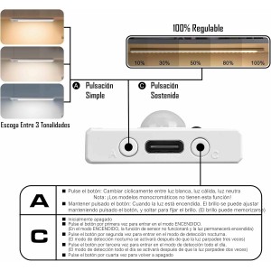 Luces Para Armarios Interiores, Luz LED Magnética Con Sensor De Movimiento,30 Cm
