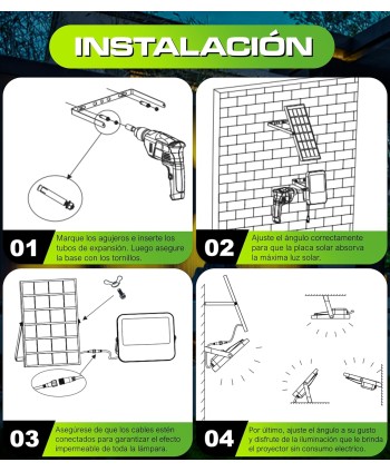 Proyector Solar 50W con Sensor Crepuscular ARGO