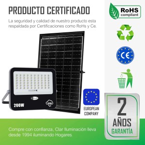 Proyector Solar 200W con Sensor Crepuscular ARGO