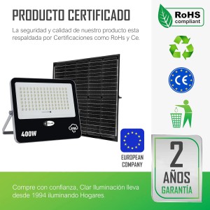 Proyector Solar 400W con Sensor Crepuscular ARGO