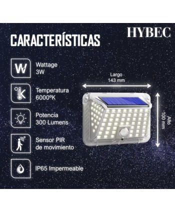 copy of HYBEC - Aplique Solar Exterior 300lm