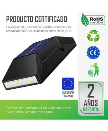 Aplique Solar Exterior Pared Rodio