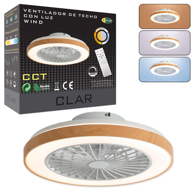Ventilador de Techo Regulable (Redondo Madera)