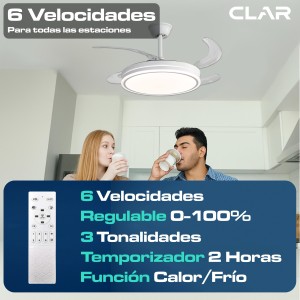 CLAR - Ventilador de Techo Regulable CCT (Blanco)