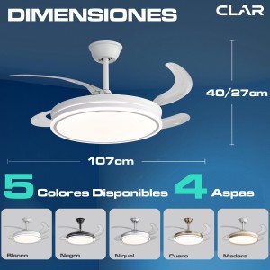 CLAR - Ventilador de Techo Regulable CCT (Blanco)