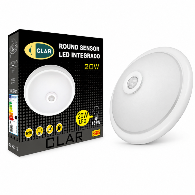 Plafon LED Integrado 20W con Detector de Presencia