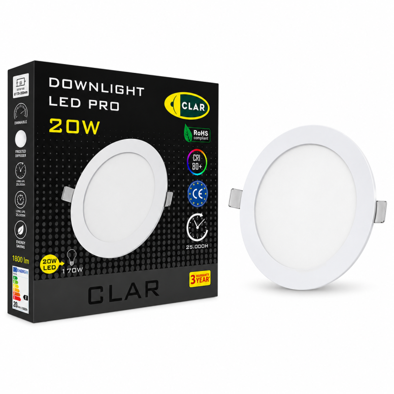 CLAR - Focos LED empotrables para cartón yeso, 20W