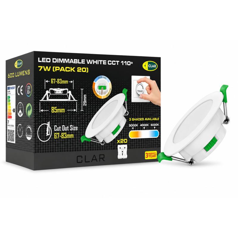 Downlight Regulable CCT Blanco 7W Corte Ø66-75mm 110º