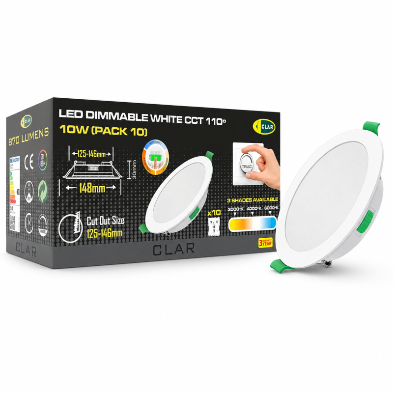 Downlight Regulable CCT Blanco 10W Corte 125-135mm 110°