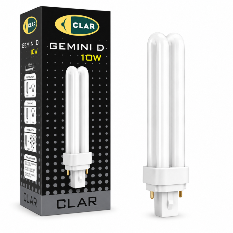 copy of Bombilla Fluorescente Gemini D/E 13W G24d-2 Tubo Compacto CFL Profesional 2 Pines Alto