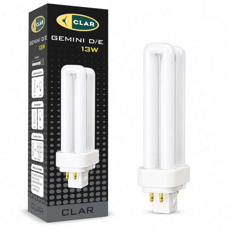 copy of CLAR-Bombilla Fluorescente Gemini D/E 26W G24q-3  CFL Profesional Tubo Compacto Alto Flujo 4 Pines