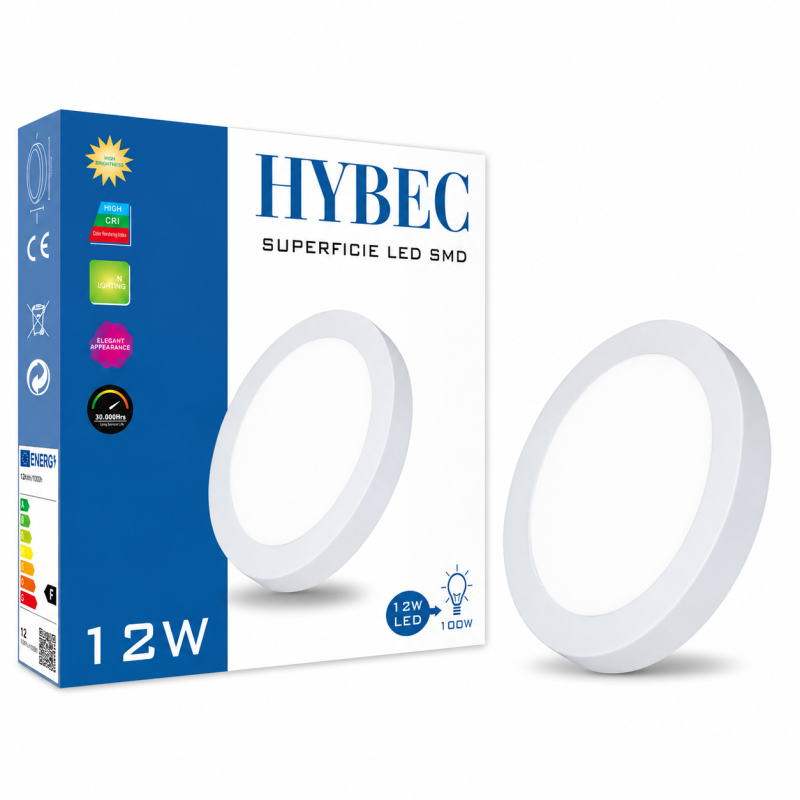 Downlight Superficie 12W Redondo, Plafon LED techo.