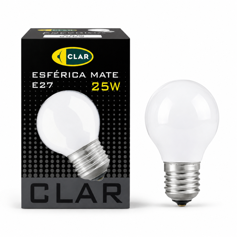 Bombilla Esférica E27 Clara Mate 25W
