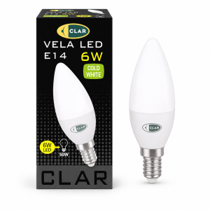 Bombilla LED E14 Vela 6W,...