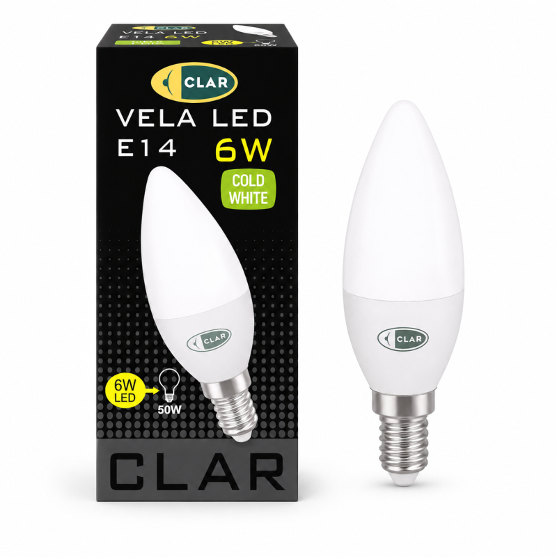 Bombilla LED E14 Vela 6W, Bombillas E14