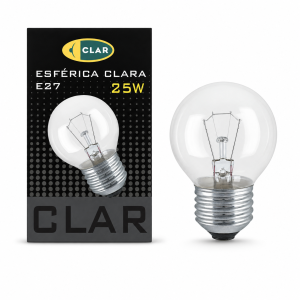 Bombilla Esférica E27 Clara Incandescente 25W