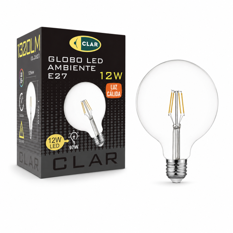 Bombilla LED Filamento E27 12W G125