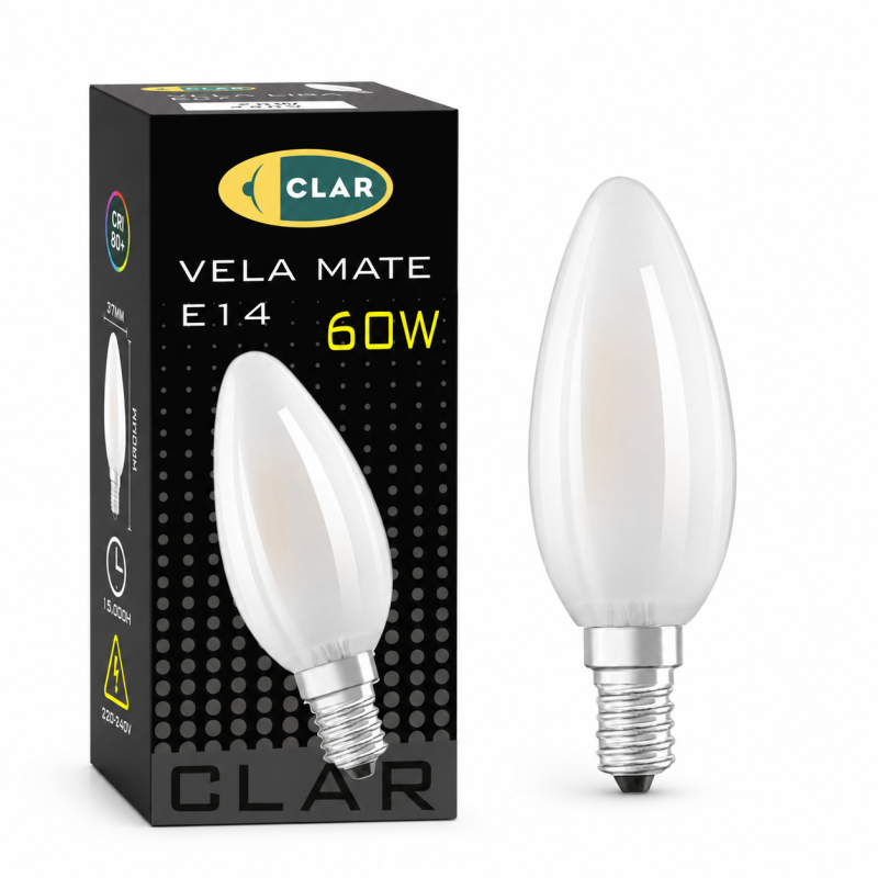 Bombilla Estilo Vela Clara E14 60W