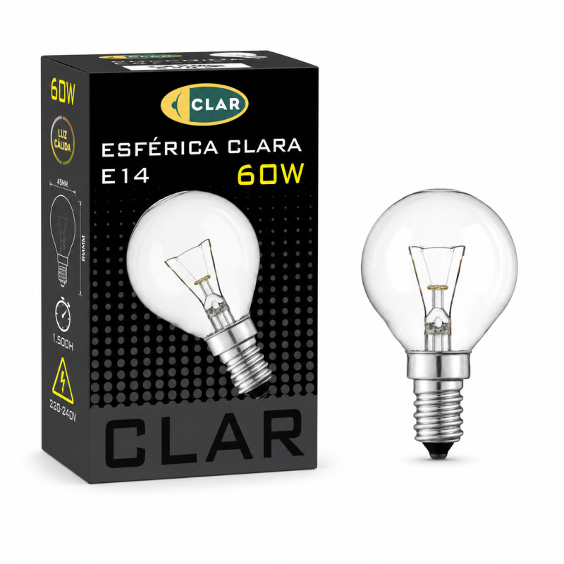 copy of Bombilla Esférica Clara Incandescente E14.