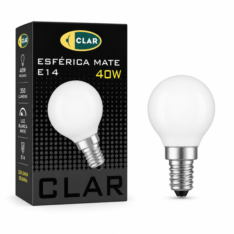 copy of Bombilla Esférica E14 Clara Mate.
