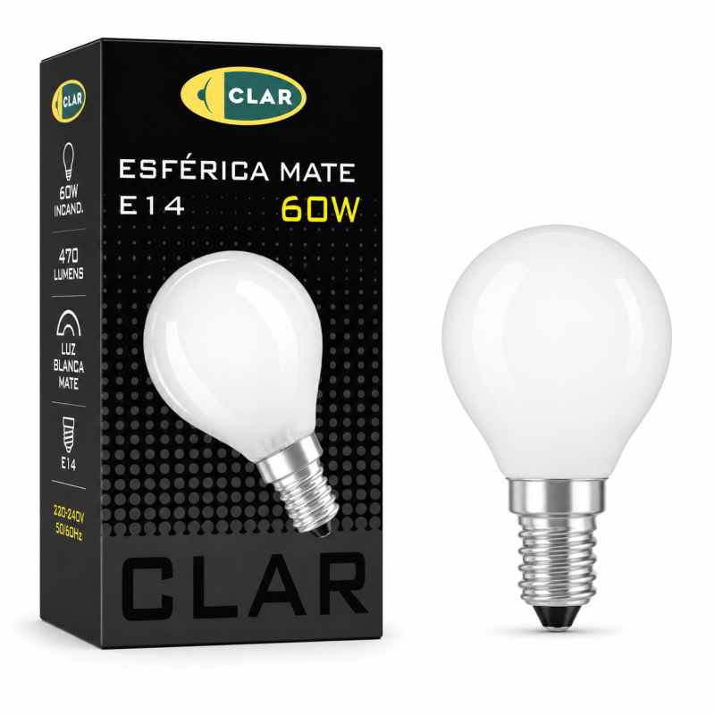 copy of Bombilla Esférica E14 Clara Mate.