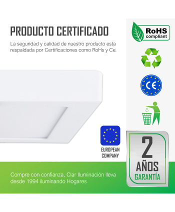 Plafón LED 24W, Downlight LED Superficie