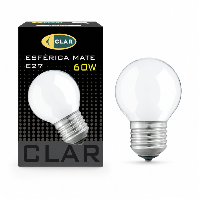 Bombilla Esférica E27 Clara Mate 60W